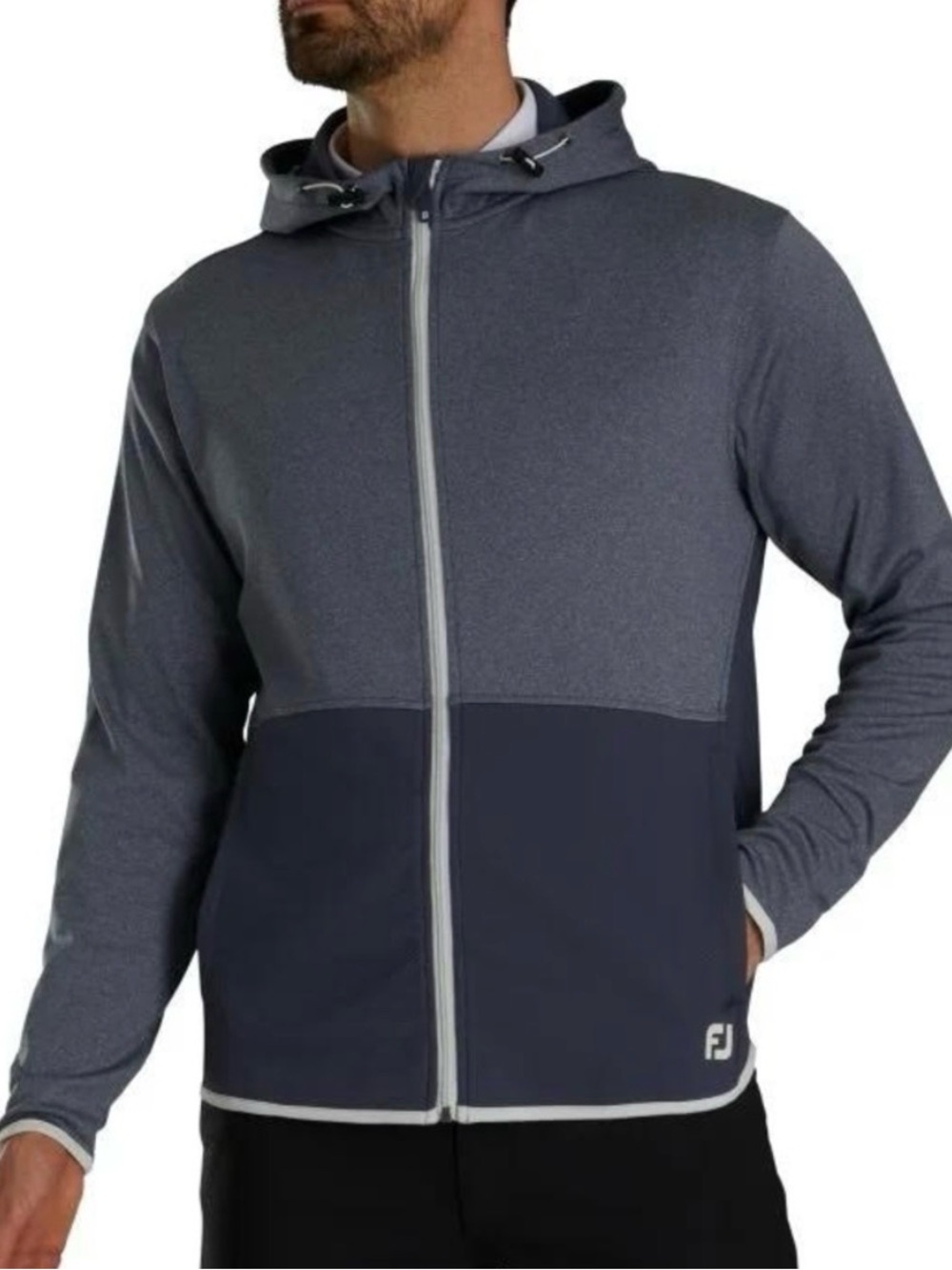 FootJoy ThermoSeries Full Zip Golf Hoodie Jacket Charcoal Navy Mens Size Medium